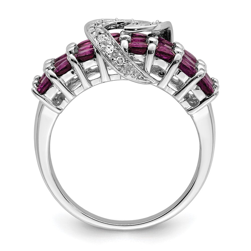 Sterling Silver Rhodium-plated Rhodolite Garnet & Diamond Ring