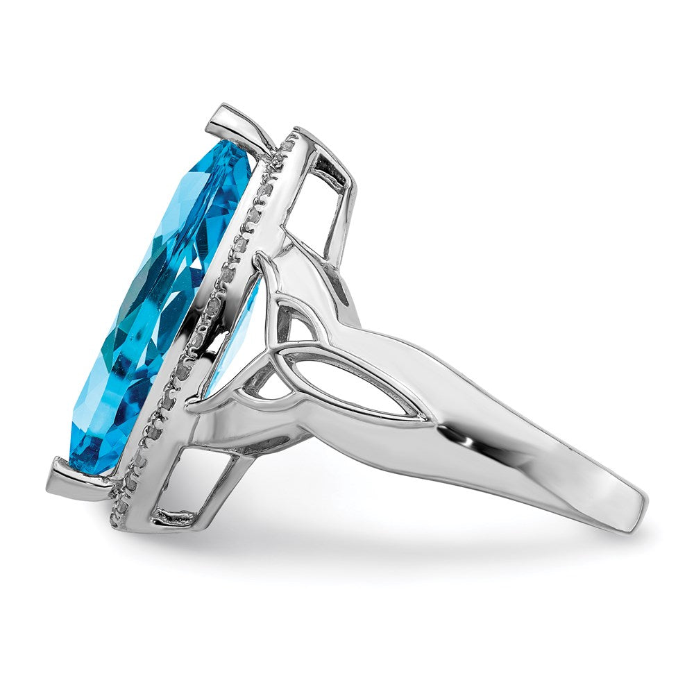 Sterling Silver Rhodium Blue Topaz & Diam. Ring