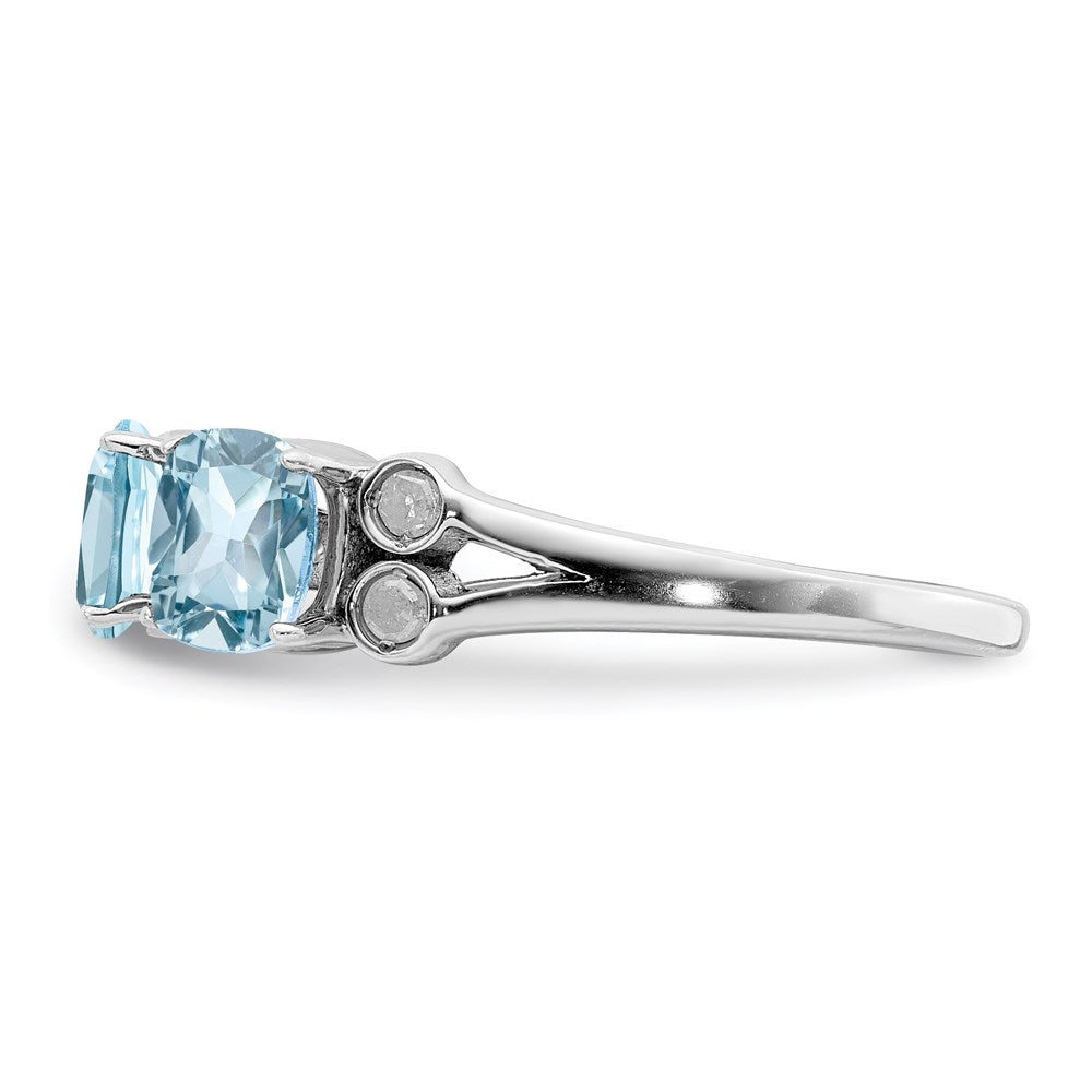 Sterling Silver Rhodium Diam. & Sky Blue Topaz Ring