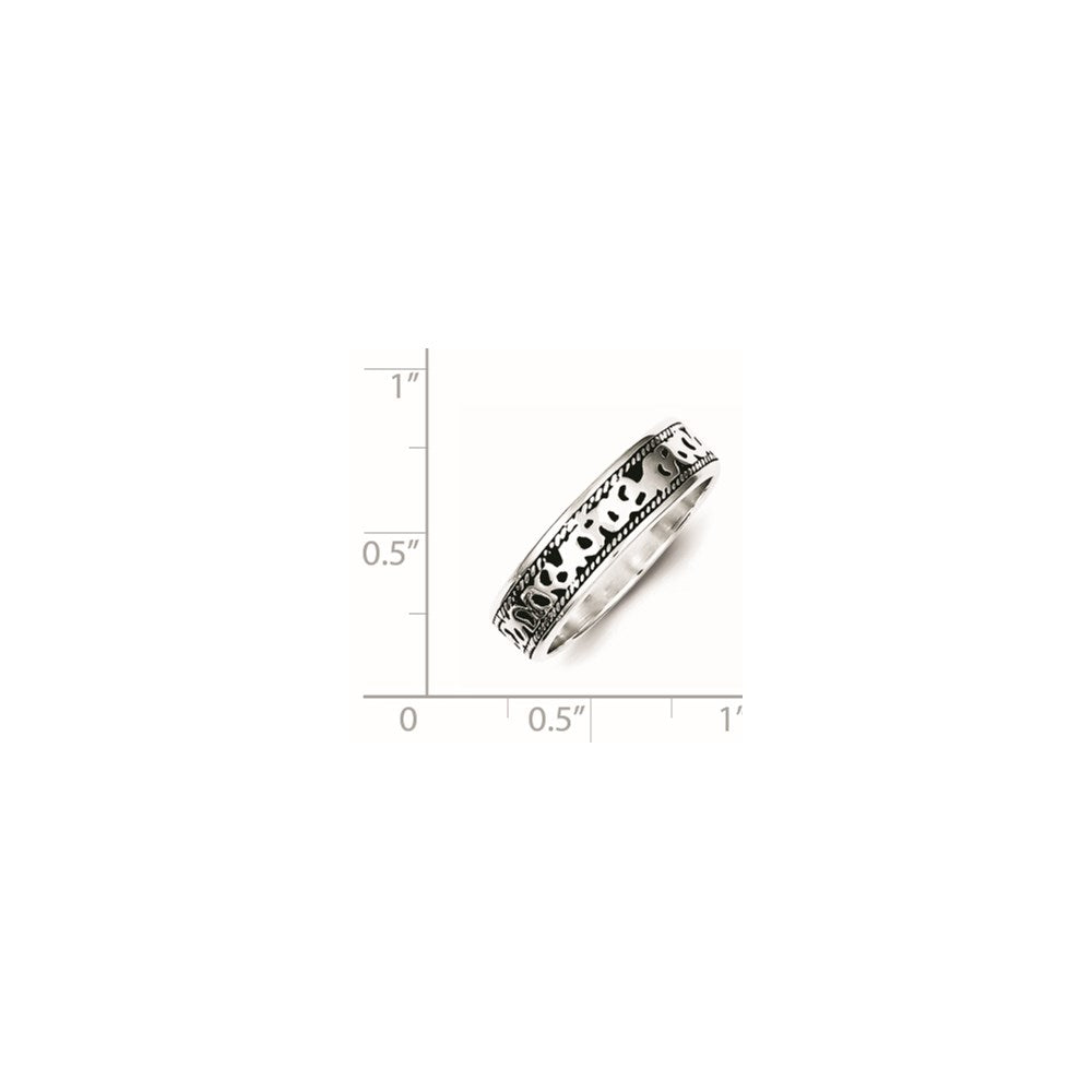 Sterling Silver Fancy Antiqued Band