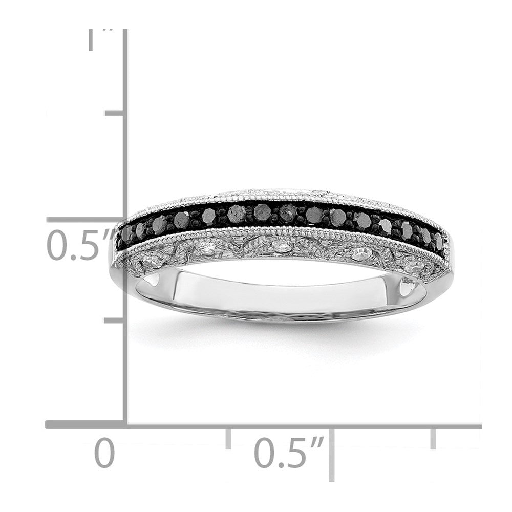 White Night Sterling Silver Rhodium-plated Black and White Diamond Band