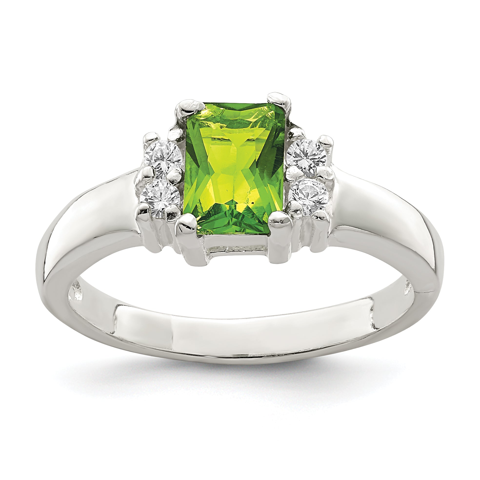 Sterling Silver Lime Green & White CZ Ring