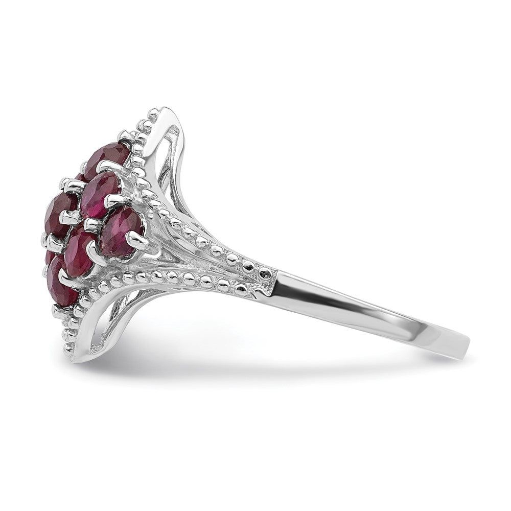 Sterling Silver Rhodium-plated Ruby Ring