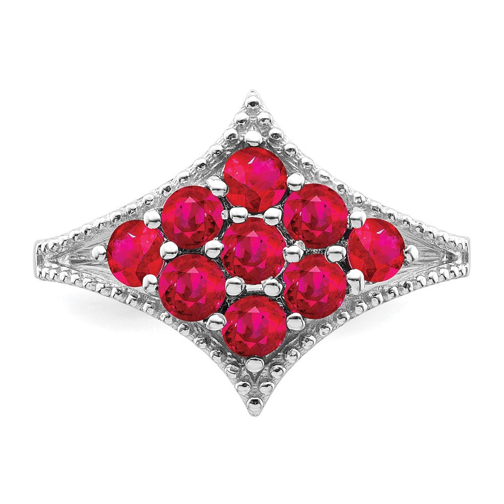 Sterling Silver Rhodium-plated Ruby Ring