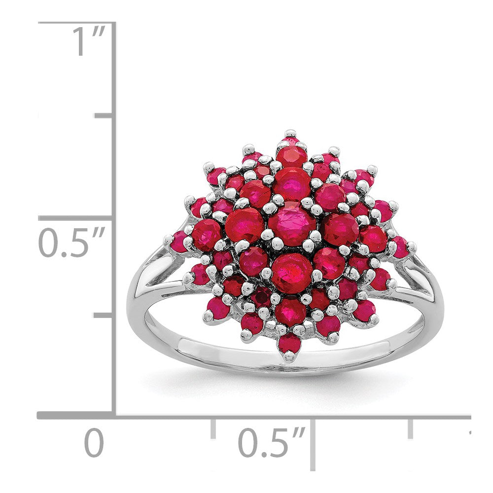 Sterling Silver Rhodium-plated Ruby Ring