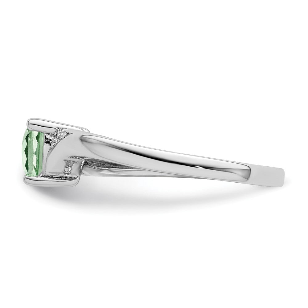 Sterling Silver Rhodium Green Quartz Diam. Ring