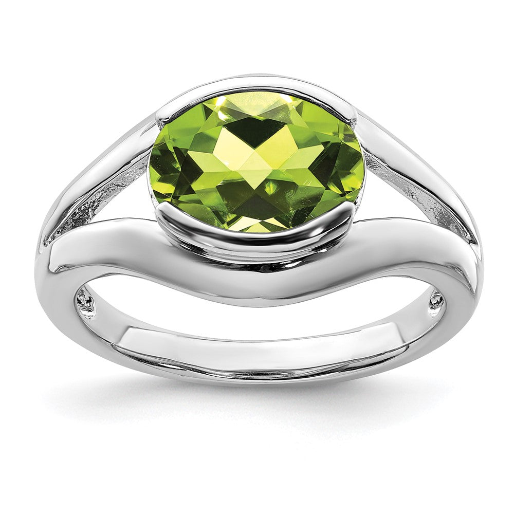 Sterling Silver Rhodium Peridot Ring