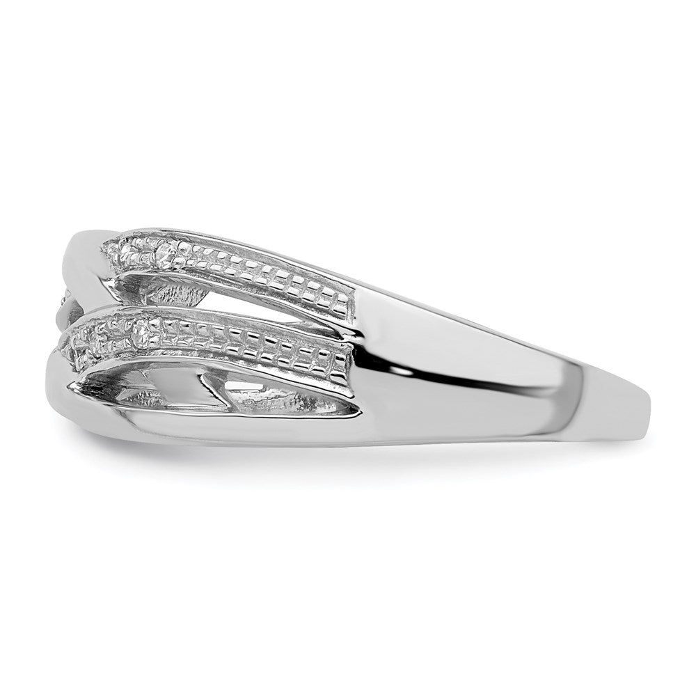 Sterling Silver Rhodium Plated Diamond Ring