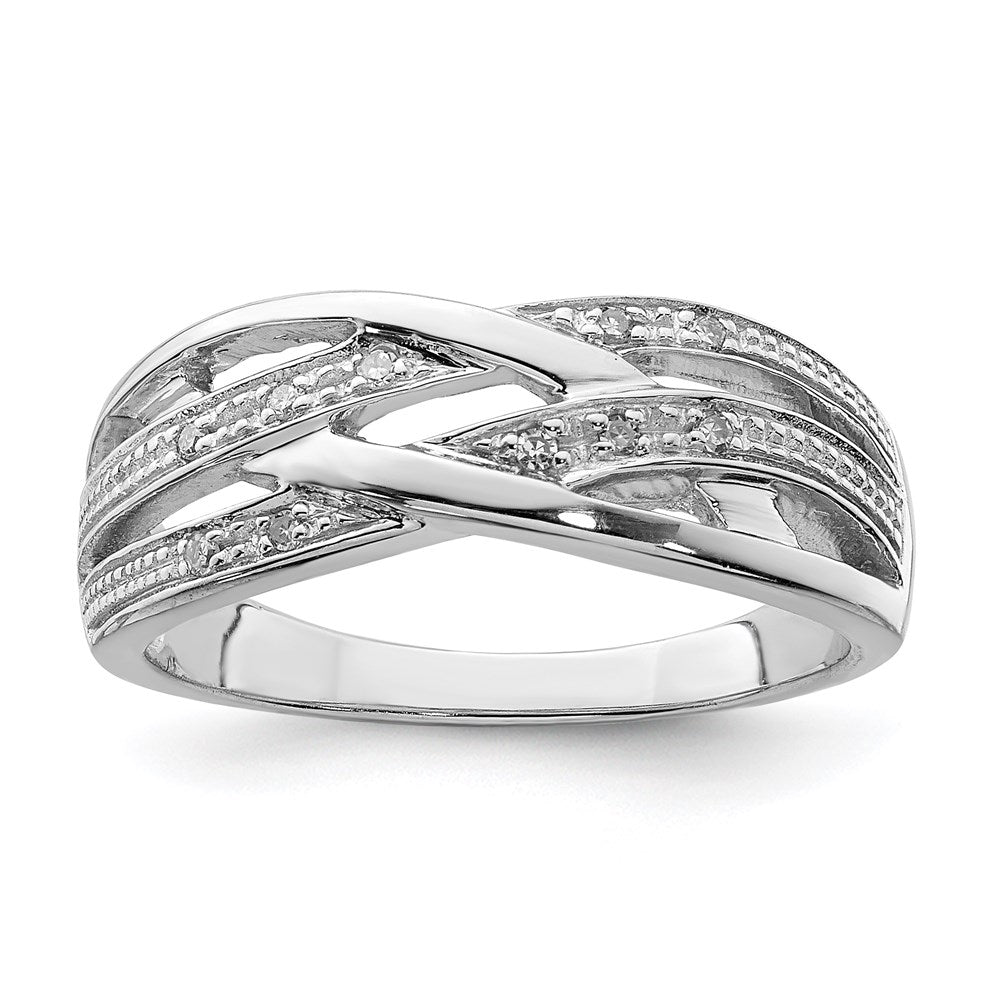 Sterling Silver Rhodium Plated Diamond Ring