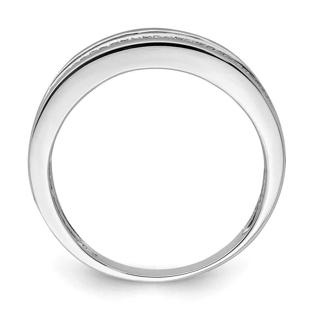 Sterling Silver Rhodium Plated Diam. Men's Band