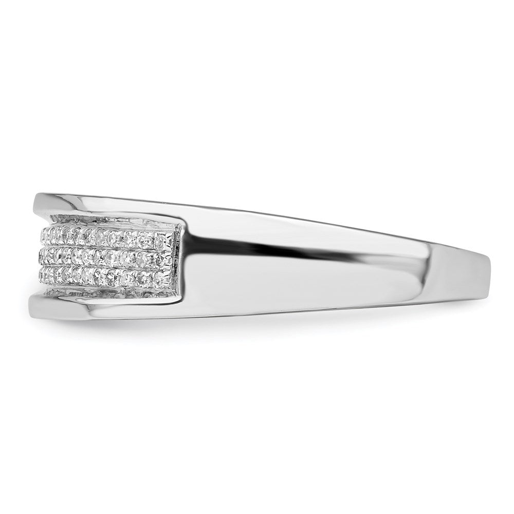 Sterling Silver Rhodium Plated Diam. Men's Band