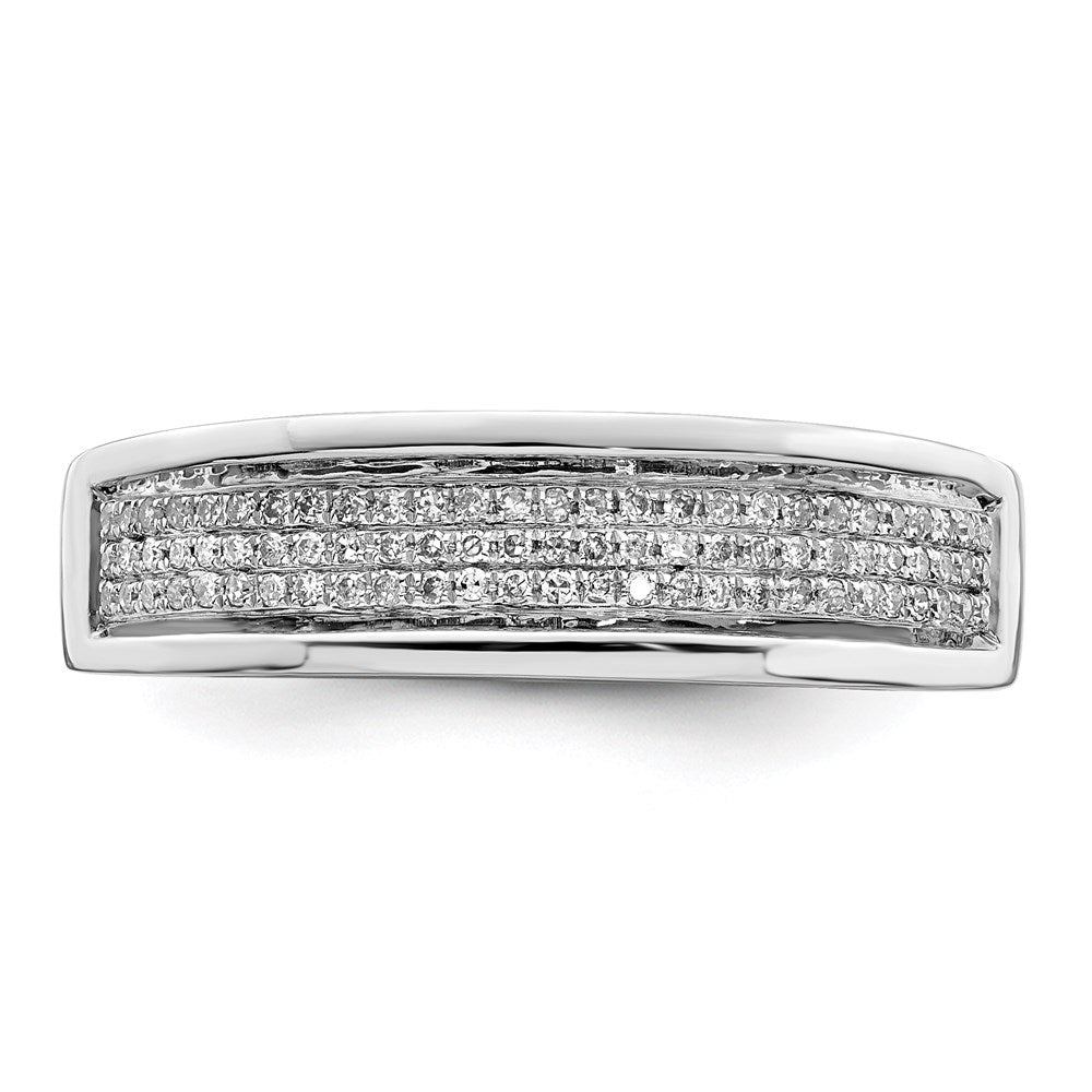 Sterling Silver Rhodium Plated Diam. Men's Band