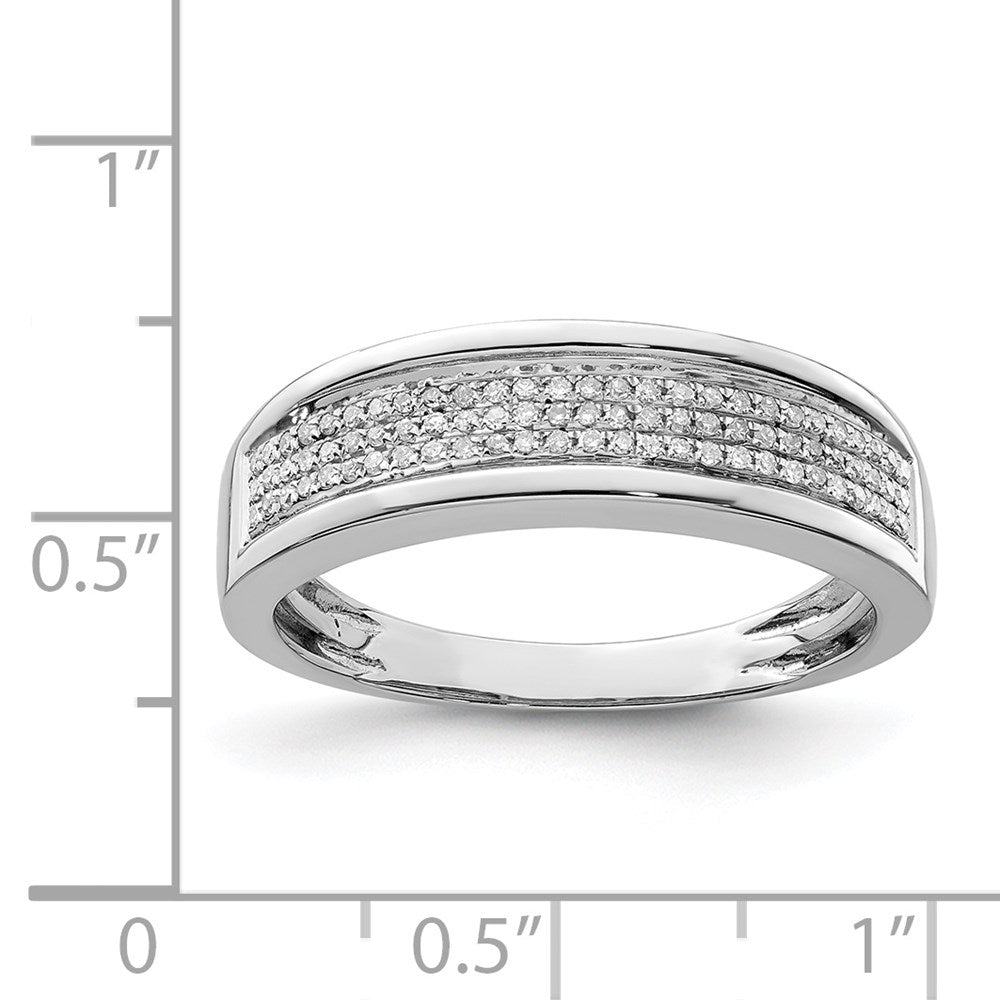 Sterling Silver Rhodium Plated Diam. Men's Band