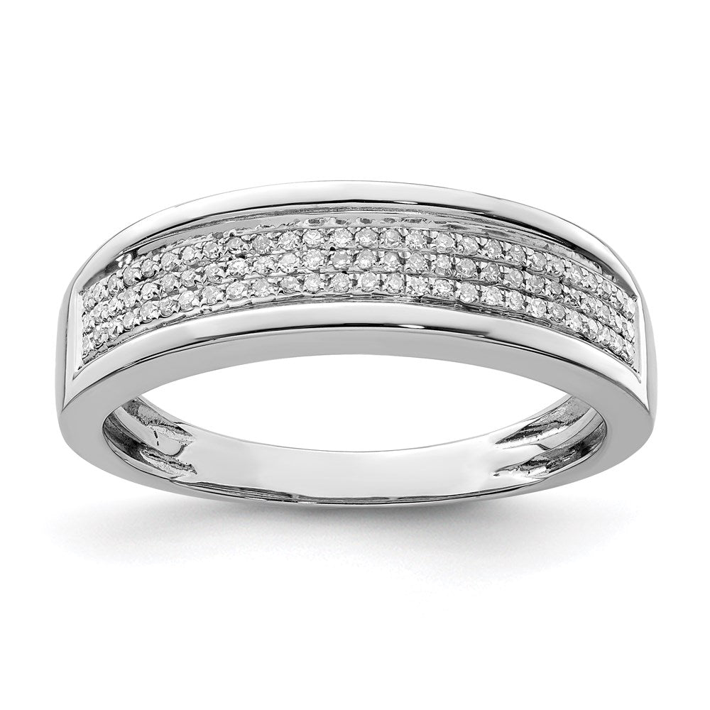 Sterling Silver Rhodium Plated Diam. Men's Band