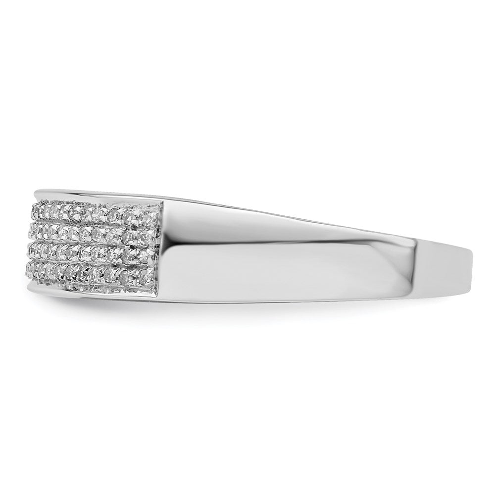 Sterling Silver Rhodium Plated Diam. Men's Band