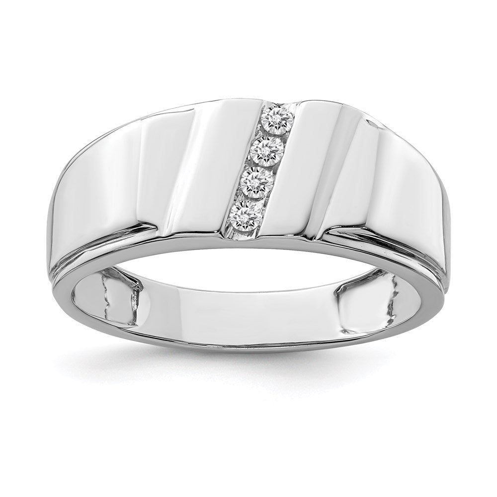 Sterling Silver Rhodium Plated Diamond Men's Ring