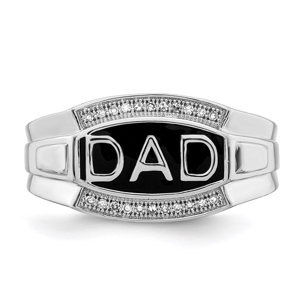 Sterling Silver Rhodium Plated Diamond Men's DAD Ring