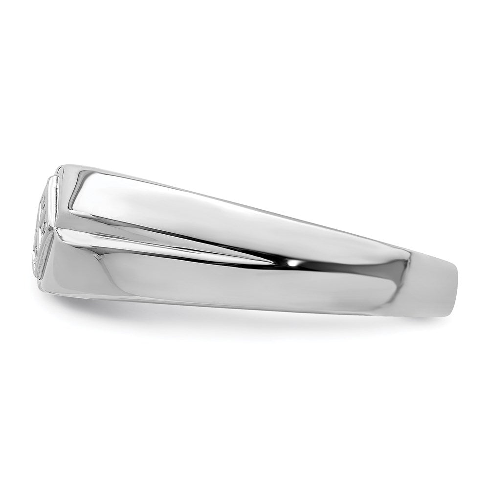 Sterling Silver Rhodium Plated Diam. Men's Ring