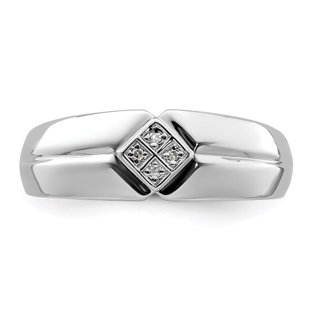 Sterling Silver Rhodium Plated Diam. Men's Ring