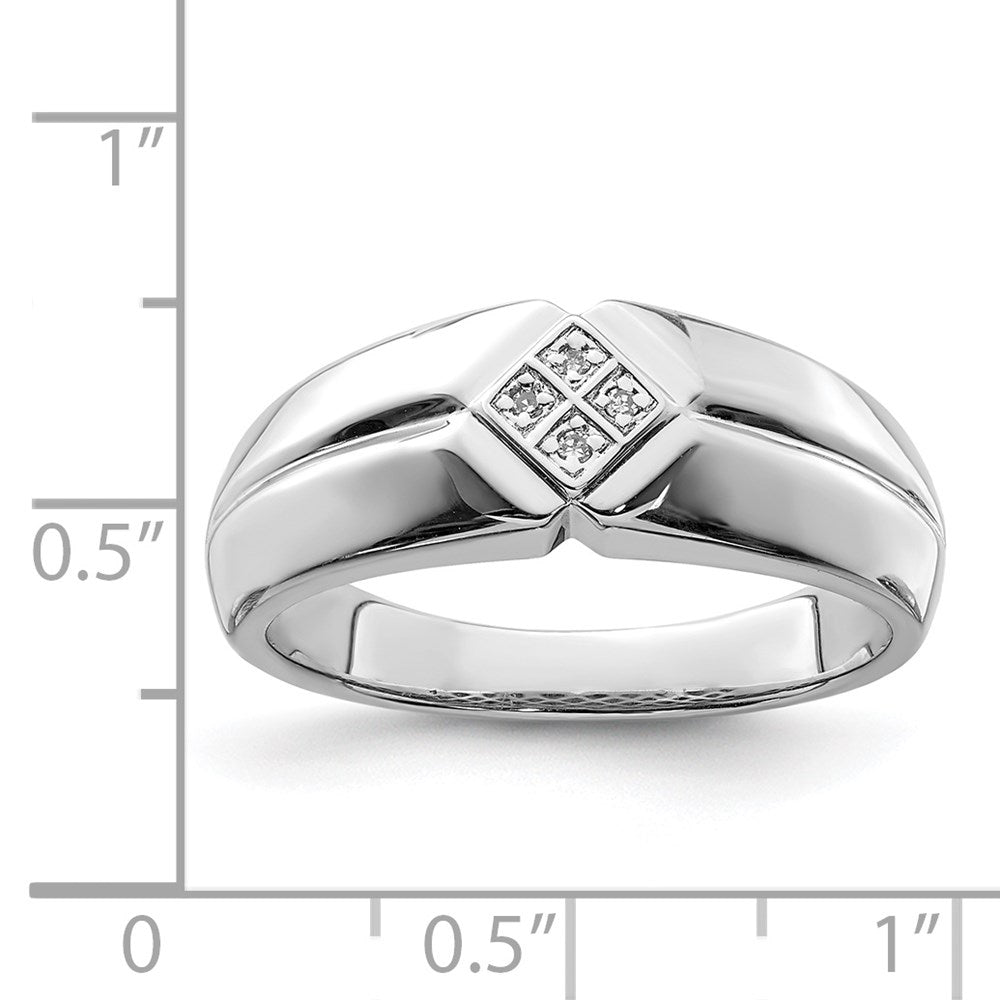 Sterling Silver Rhodium Plated Diam. Men's Ring