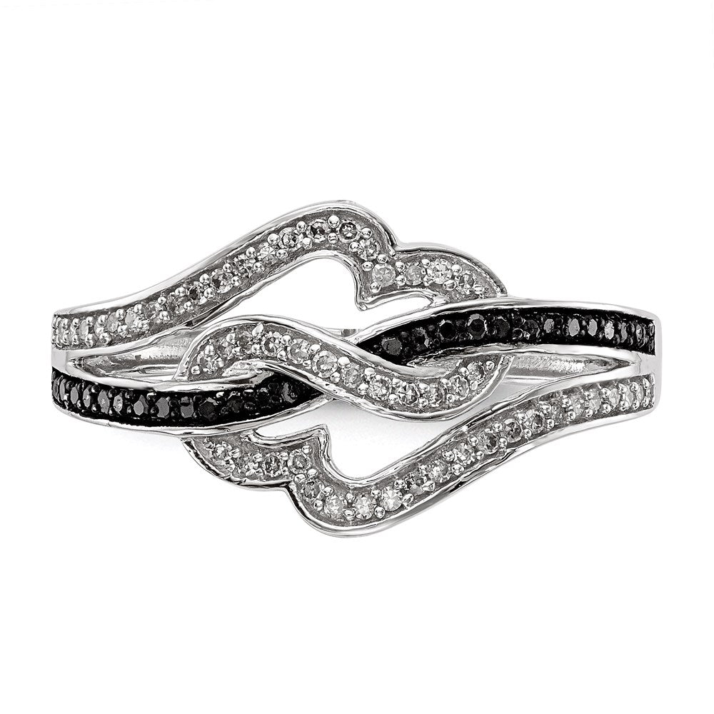 Sterling Silver Black and White Diamond Ring