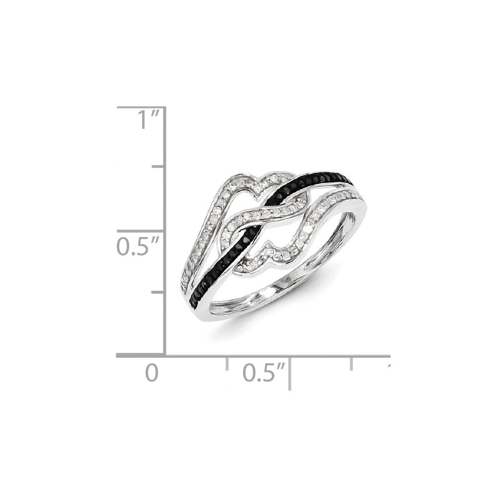 Sterling Silver Black and White Diamond Ring