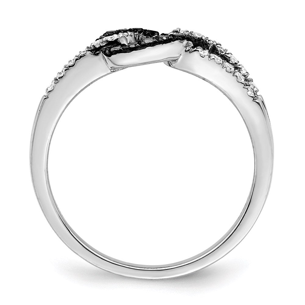 White Night Sterling Silver Rhodium-plated Black and White Diamond Ring