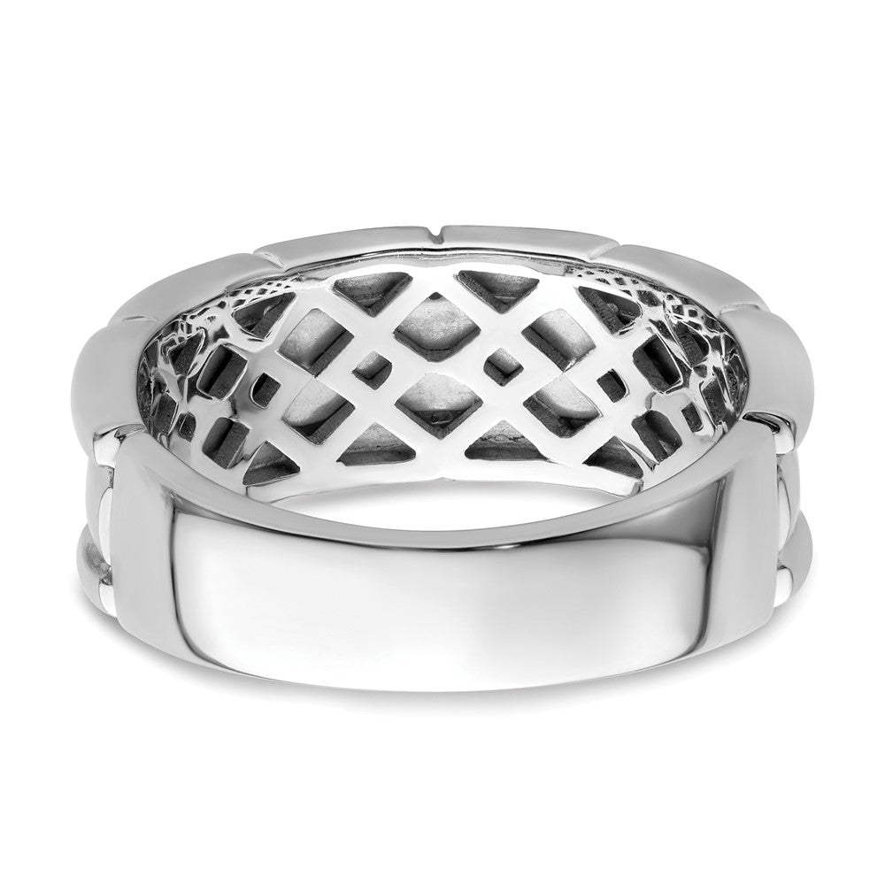 White Night Sterling Silver Rhodium-plated White and Black Diamond Men's Ring