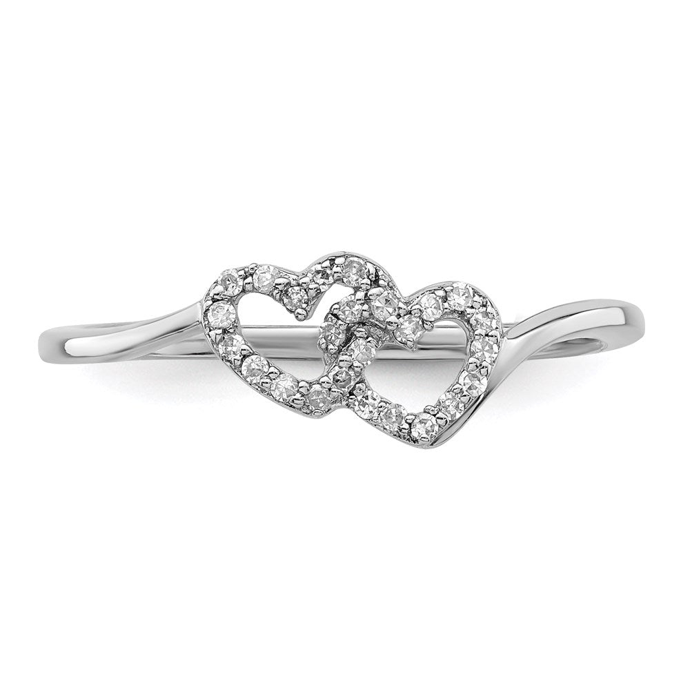 Sterling Silver Rhodium Plated Diamond Double Heart Promise Ring