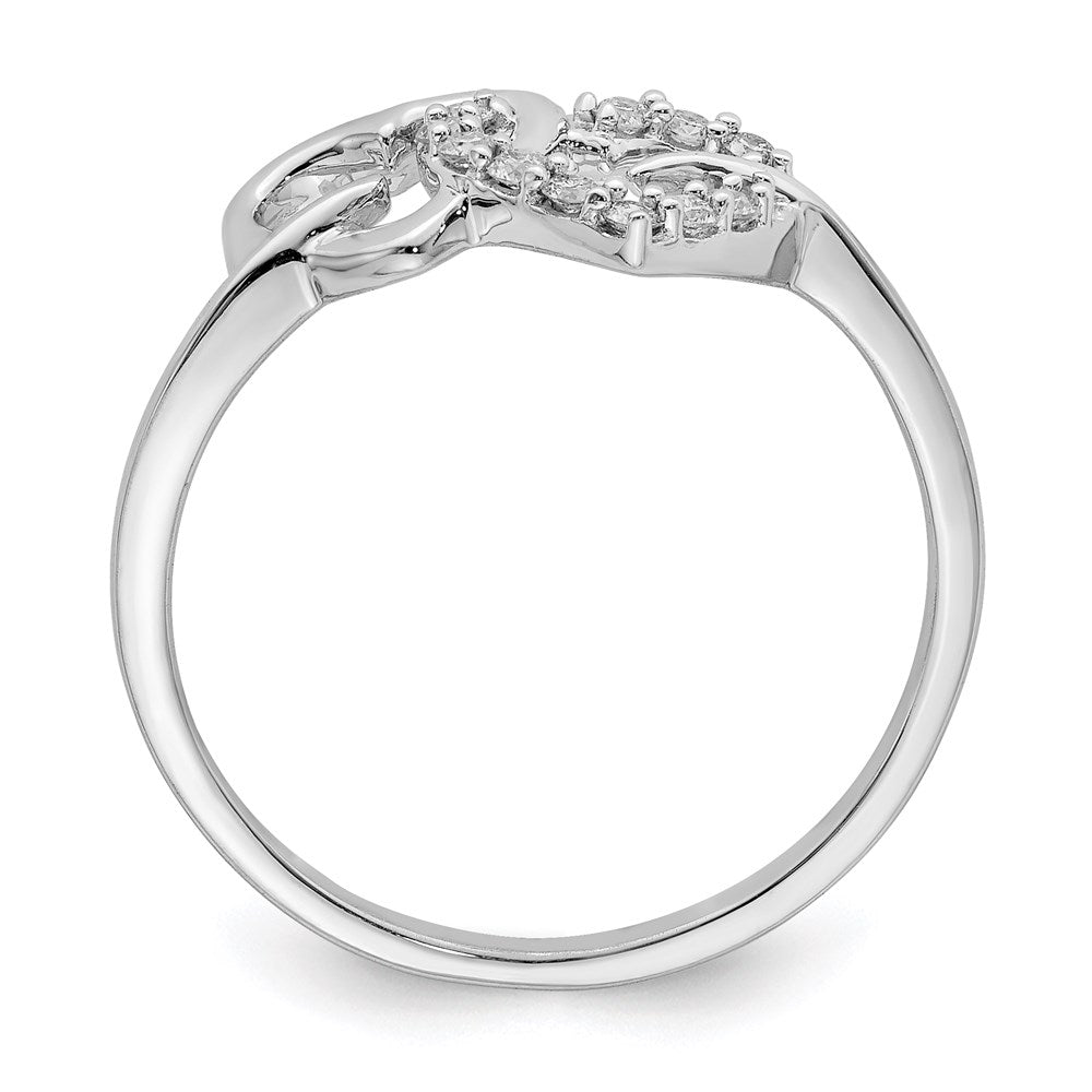 Sterling Silver Rhodium Plated Diamond Double Heart Ring