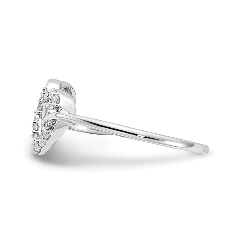 Sterling Silver Rhodium Plated Diamond Double Heart Ring