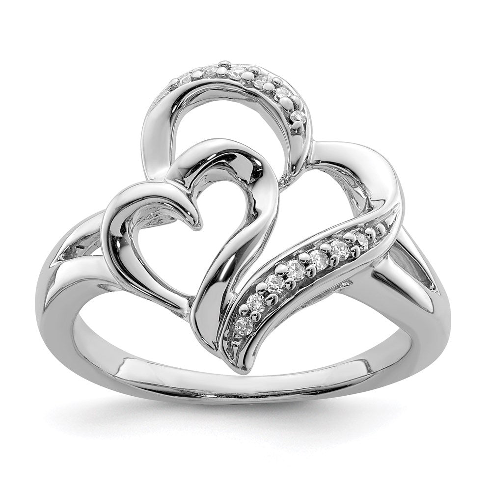 Sterling Silver Rhodium Diam. Heart Ring