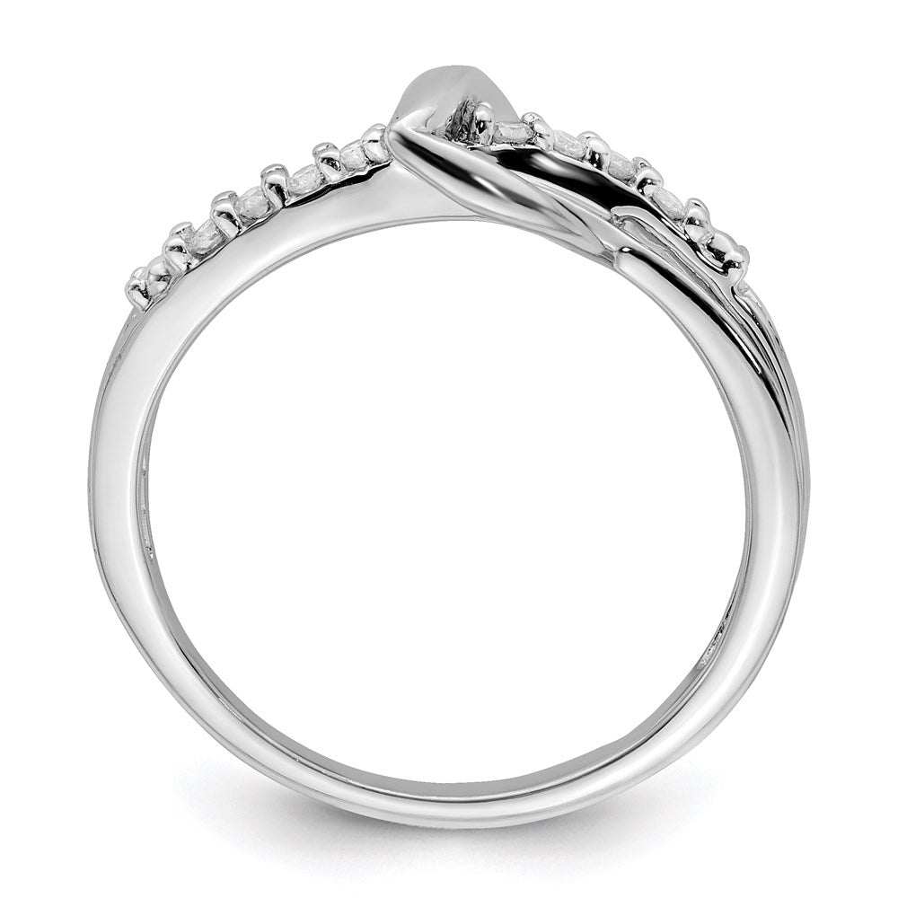 Sterling Silver Rhodium Plated Diamond Heart Ring