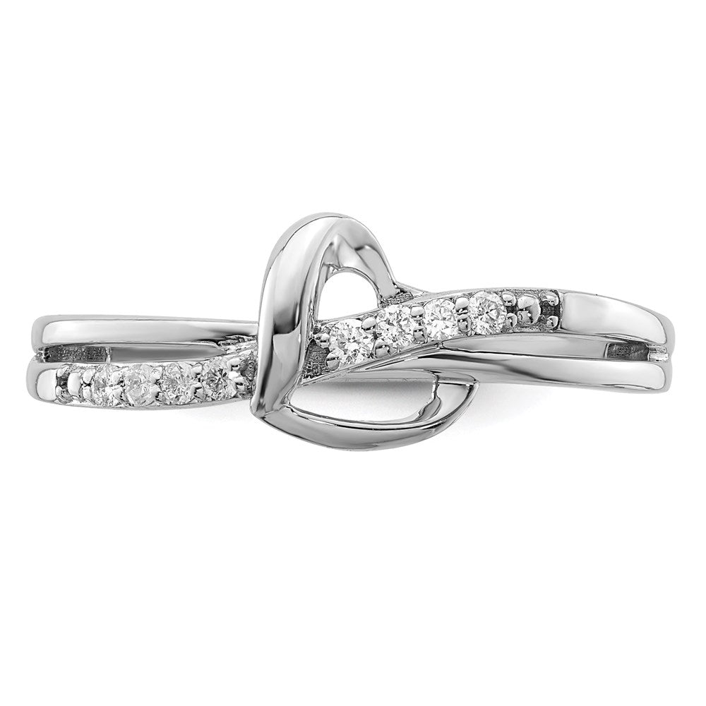 Sterling Silver Rhodium Plated Diamond Heart Ring