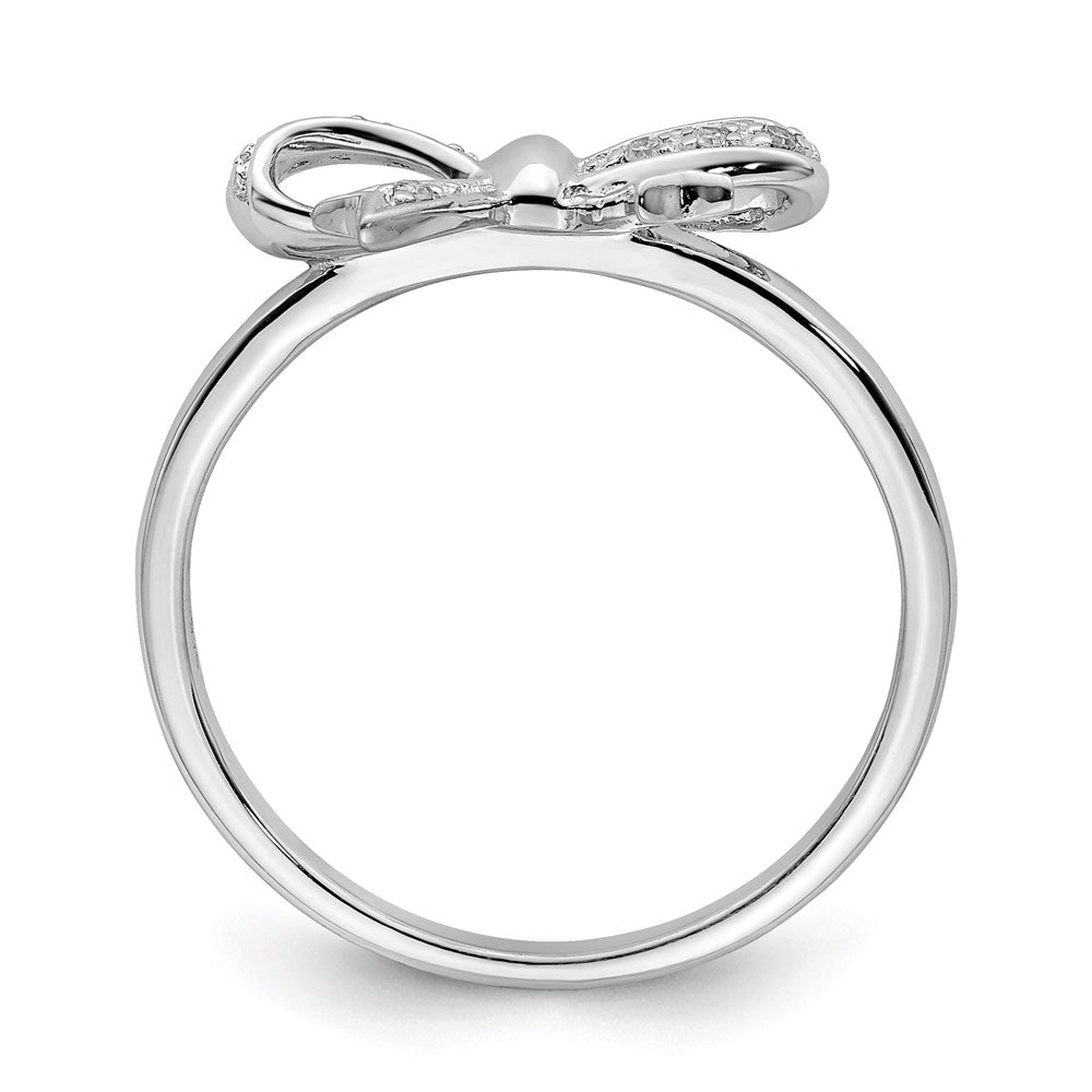 Sterling Silver Rhodium Plated Diamond Bow Ring