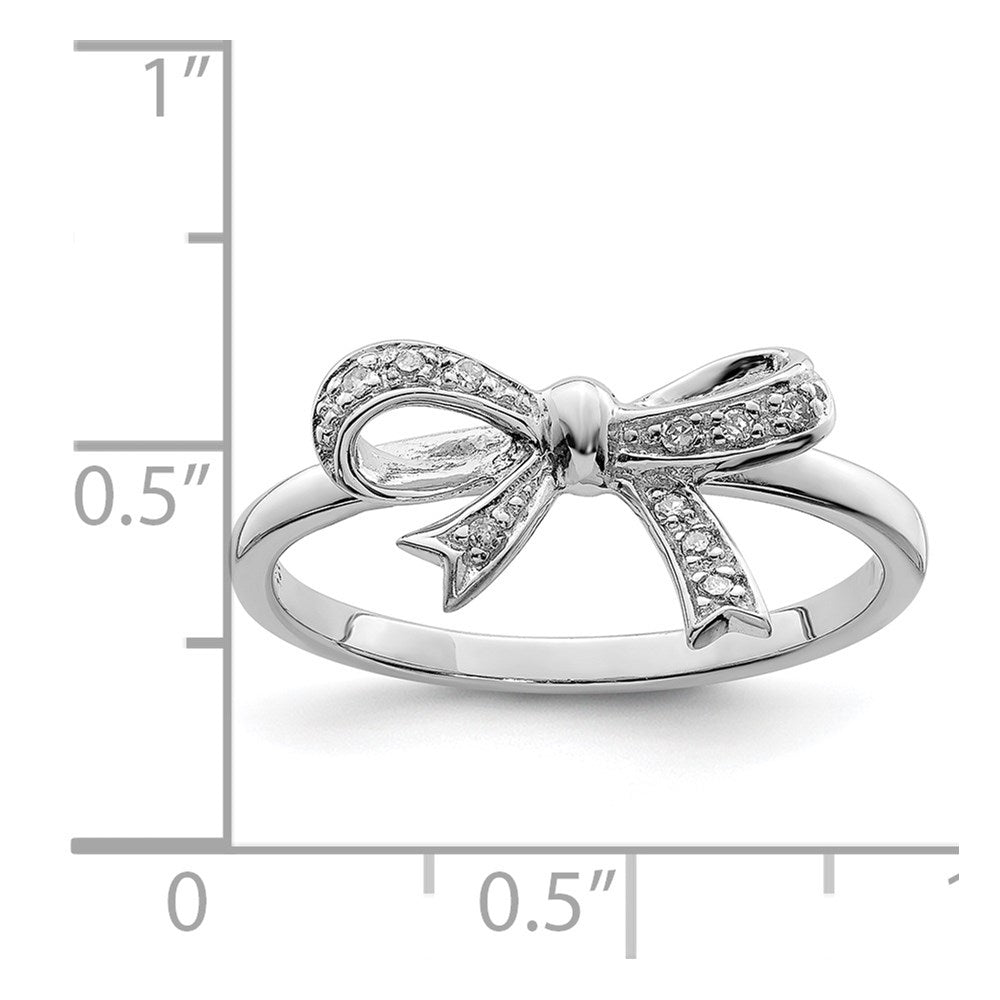 Sterling Silver Rhodium Plated Diamond Bow Ring