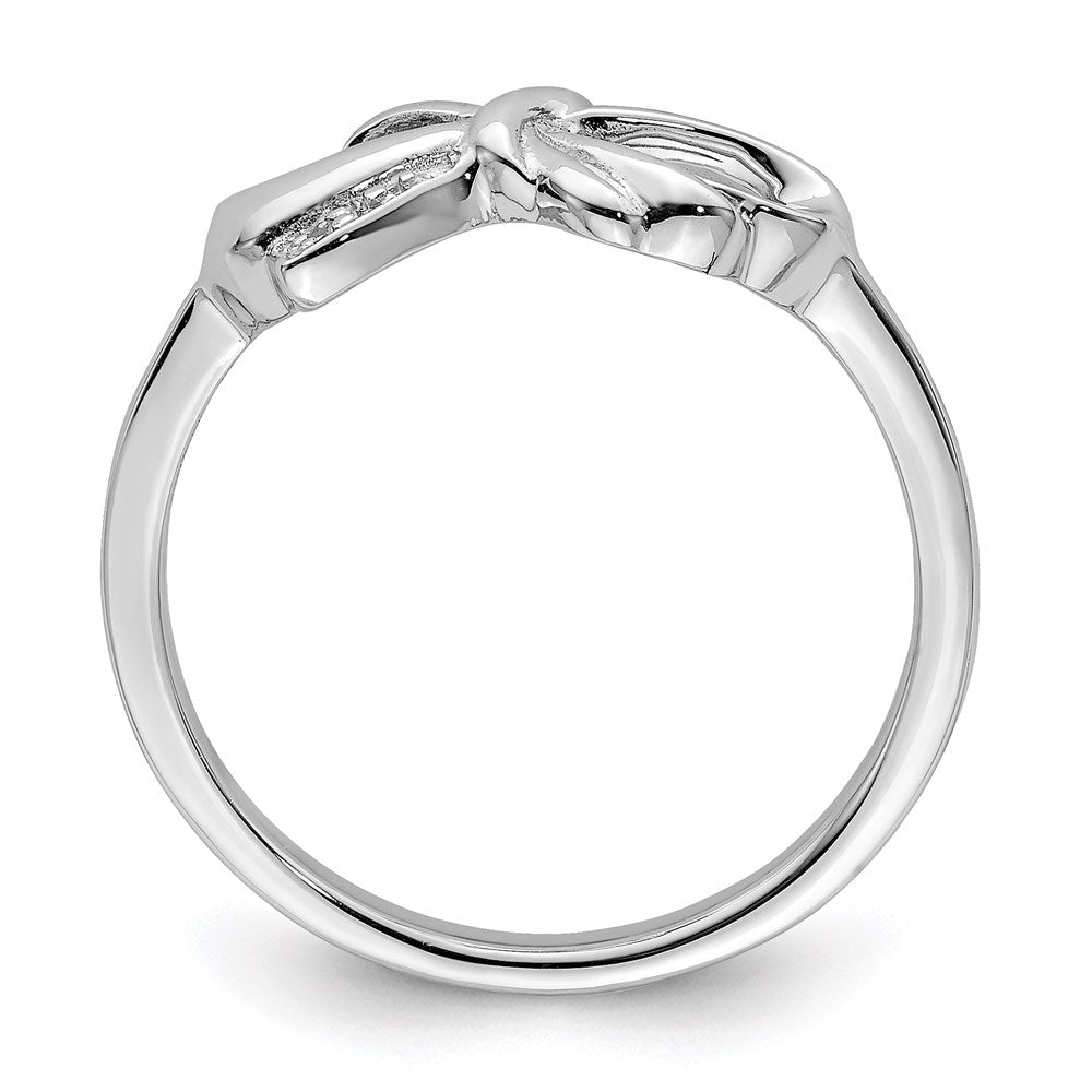 Sterling Silver Rhodium Plated Diamond Bow Ring