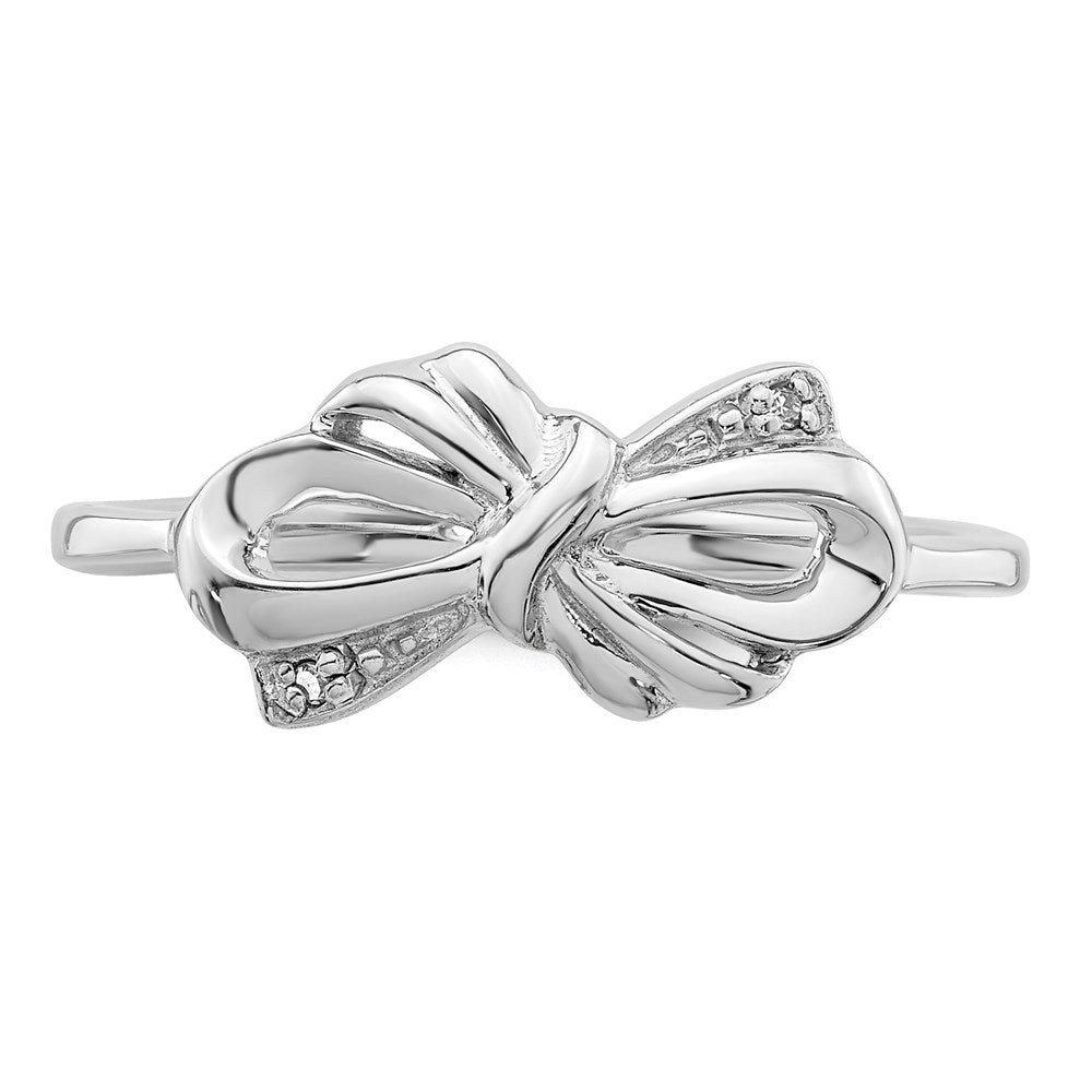 Sterling Silver Rhodium Plated Diamond Bow Ring