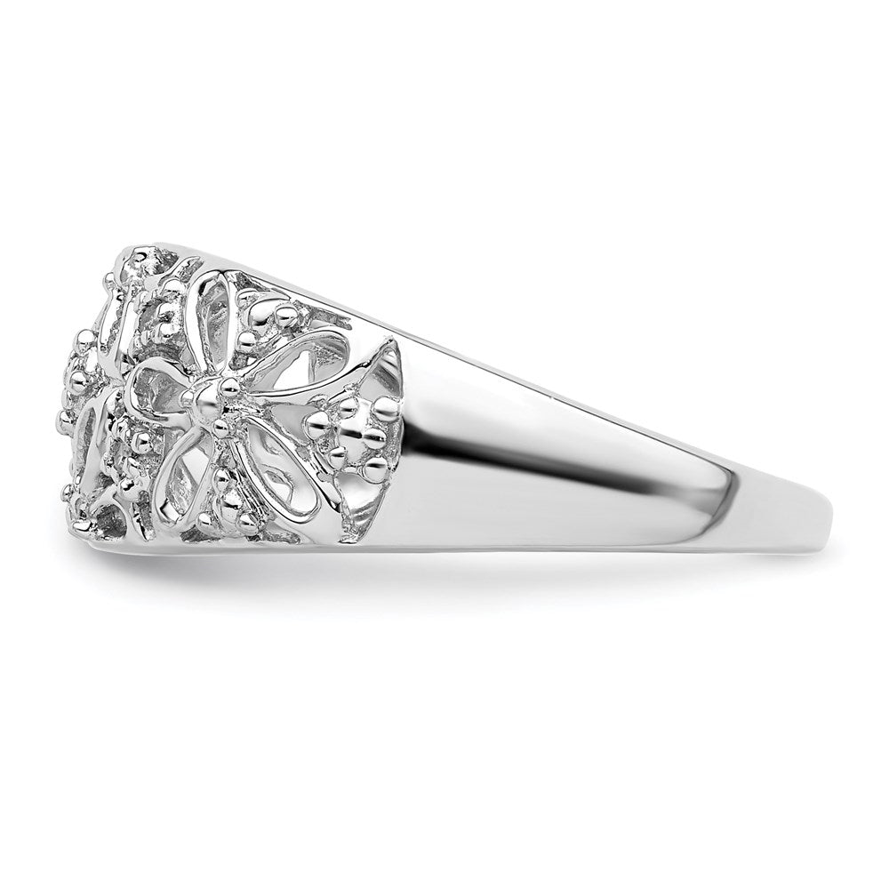 Sterling Silver Rhodium Plated Diamond Ring