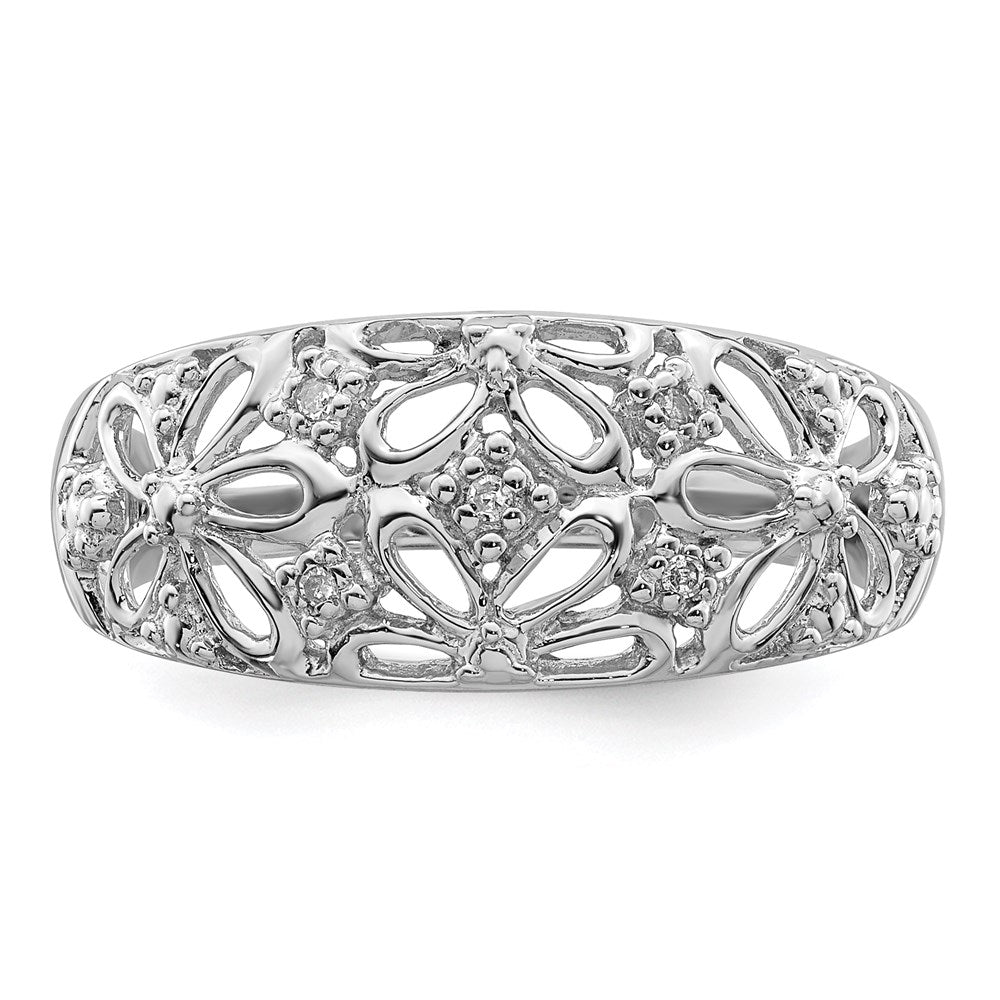 Sterling Silver Rhodium Plated Diamond Ring