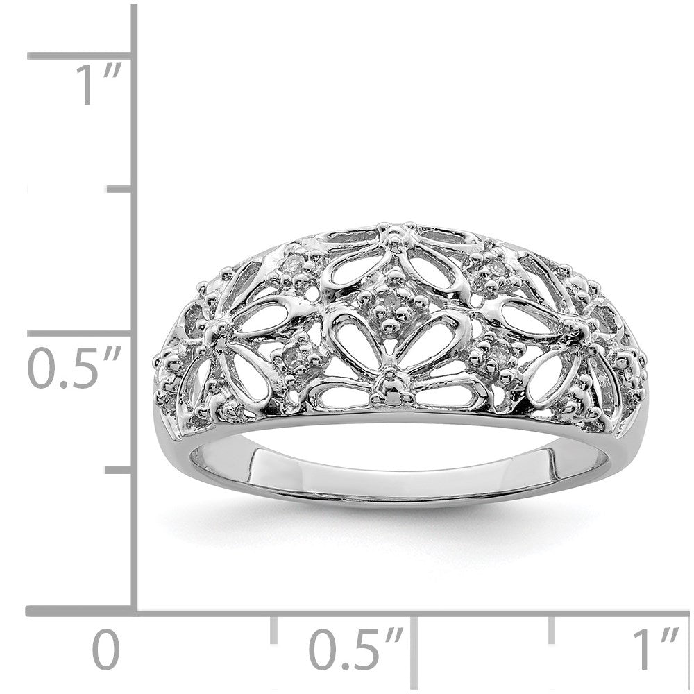 Sterling Silver Rhodium Plated Diamond Ring