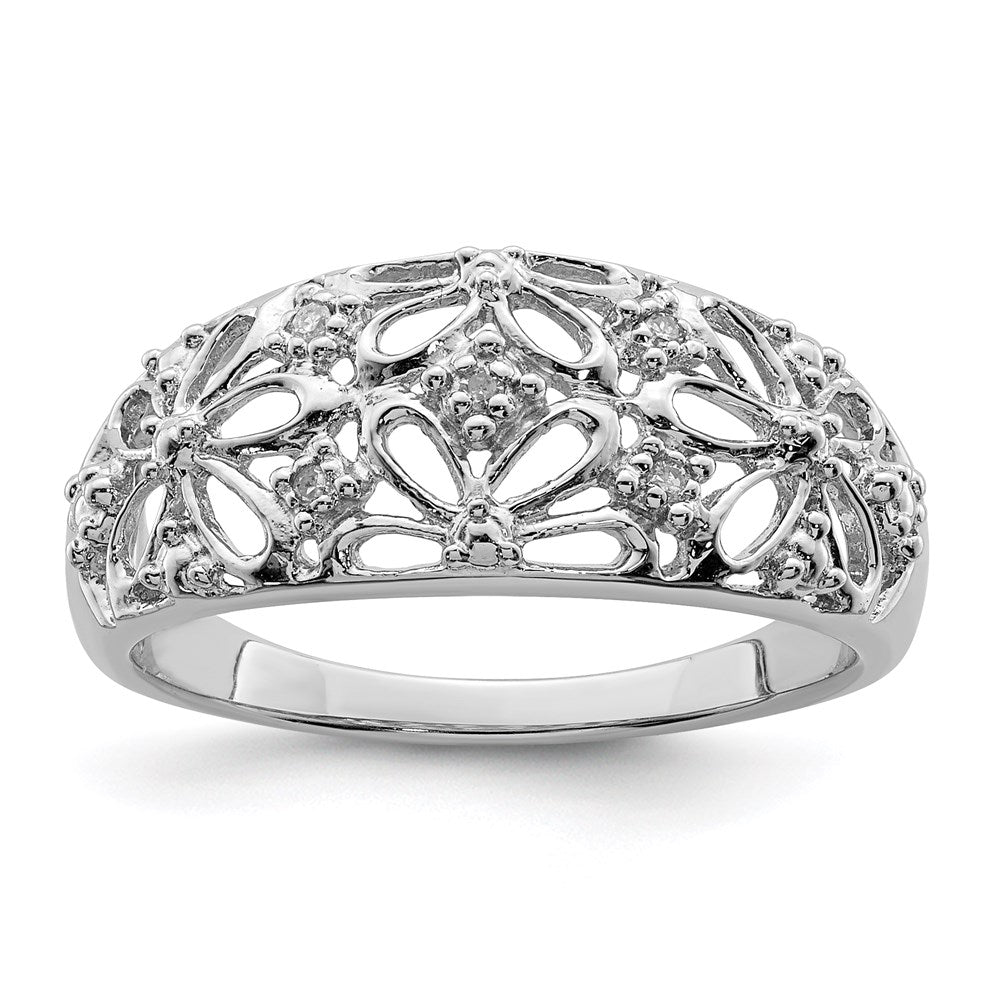 Sterling Silver Rhodium Plated Diamond Ring