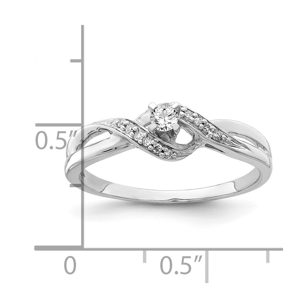 Sterling Silver Rhodium Plated Diamond Promise Ring