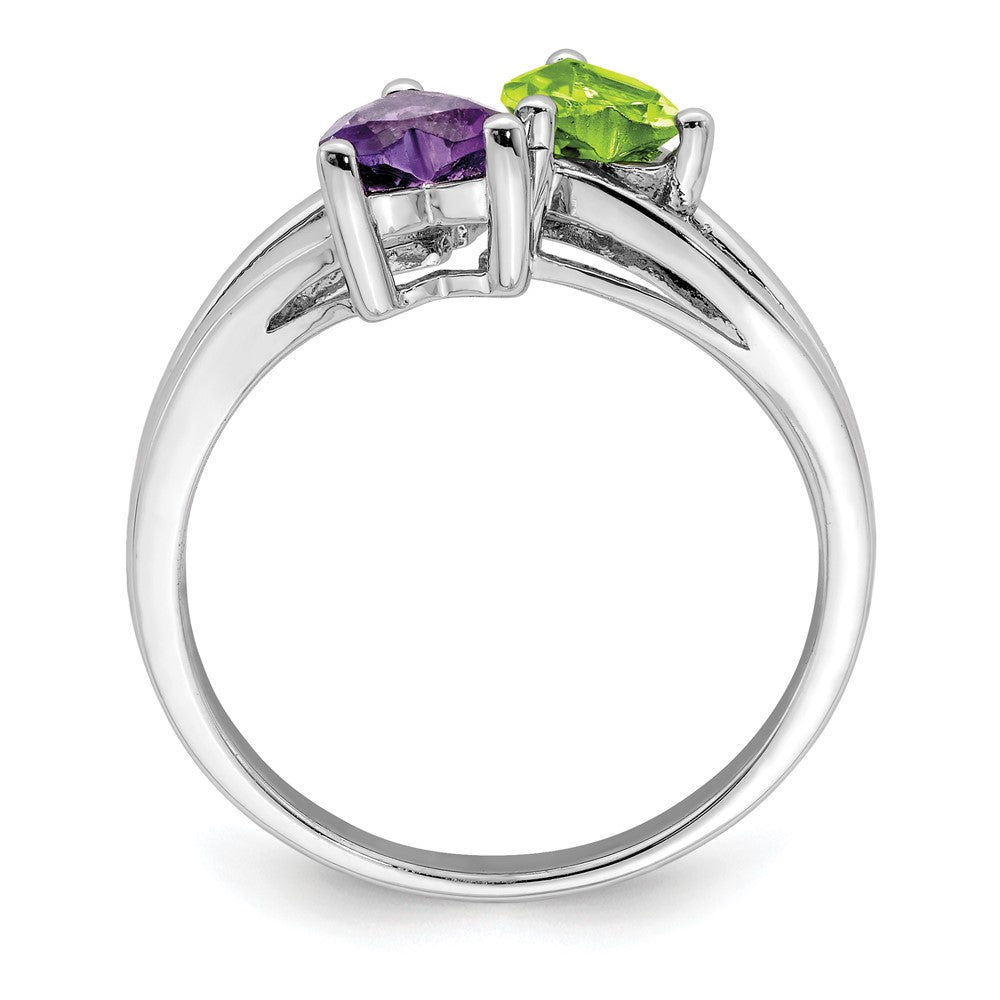 Sterling Silver Rhodium Amethyst & Peridot Diam. Ring