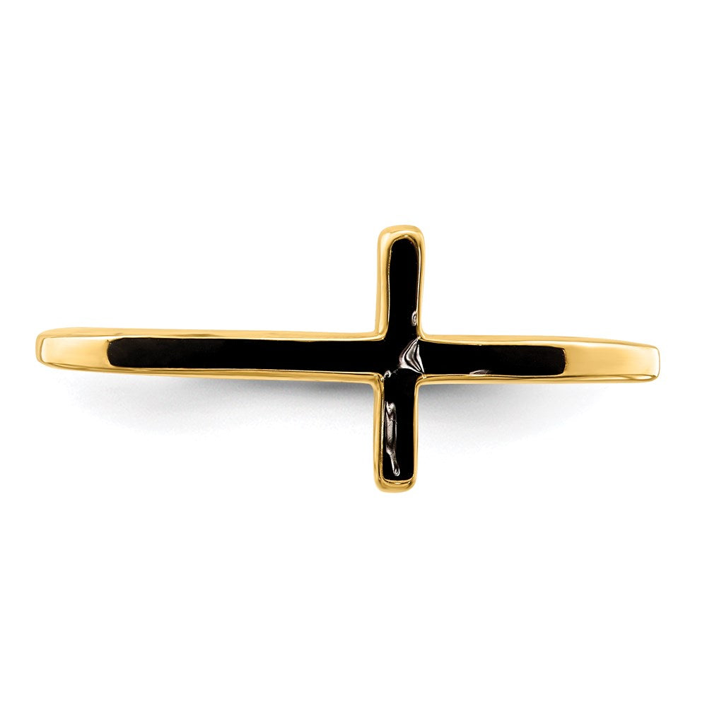 Sterling Silver Yellow Gold-plated Antiqued Sideways Cross Ring