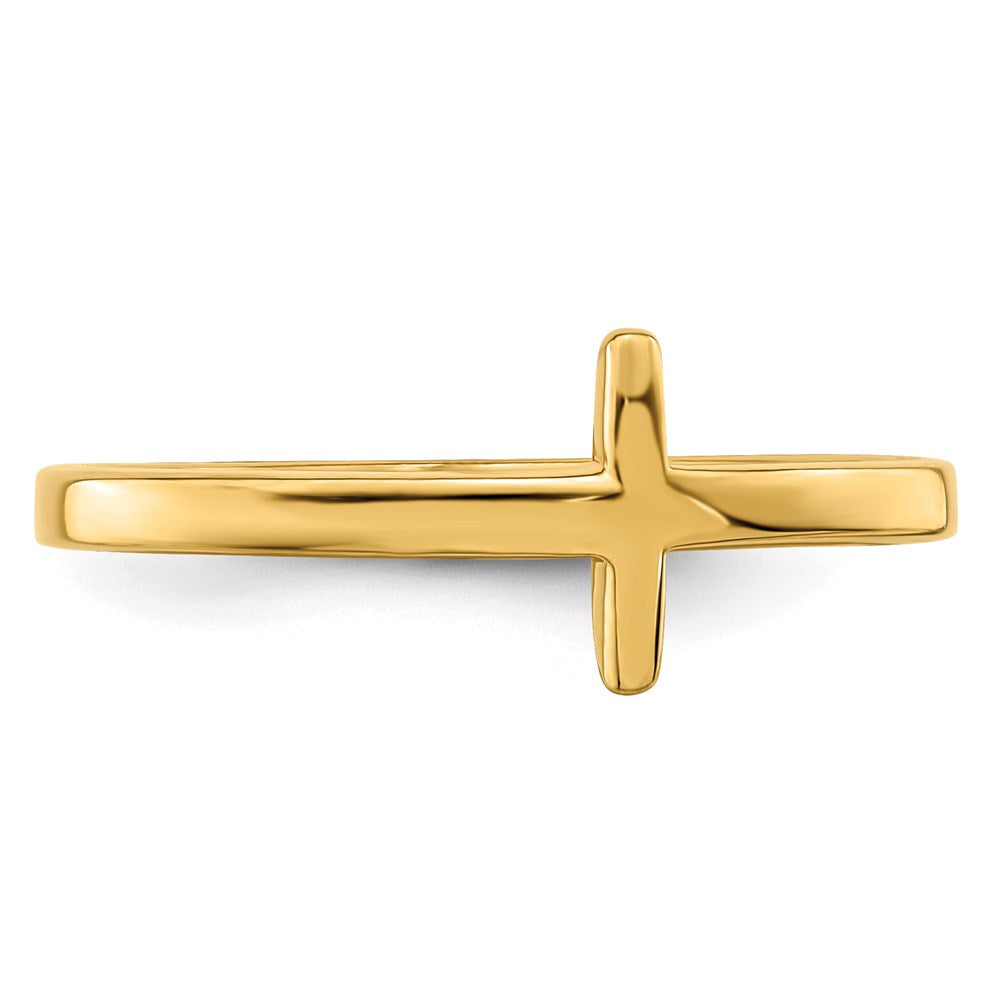 Sterling Silver Yellow Gold-plated Sideways Cross Ring