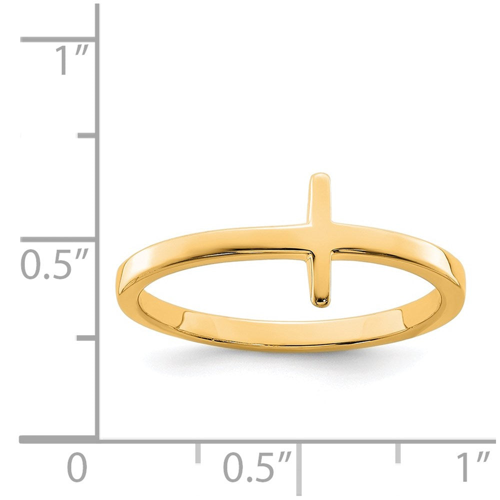 Sterling Silver Yellow Gold-plated Sideways Cross Ring