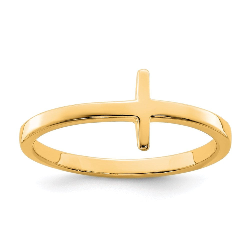 Sterling Silver Yellow Gold-plated Sideways Cross Ring