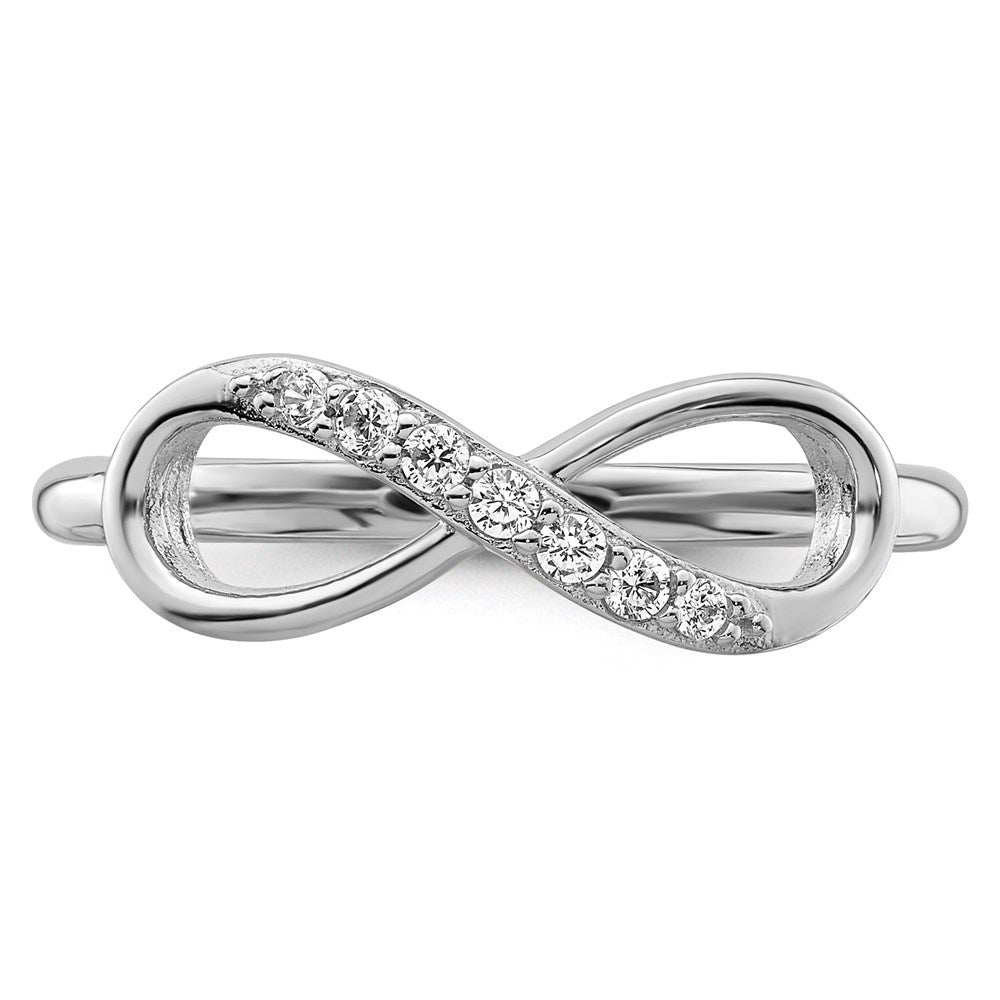 Sterling Silver Rhodium-plated with CZ Infinity Ring