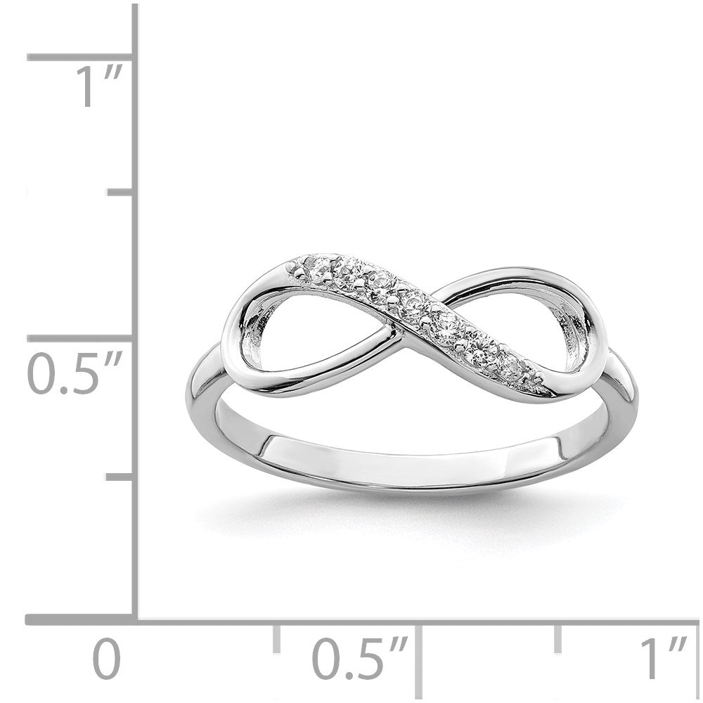 Sterling Silver Rhodium-plated CZ Infinity Ring